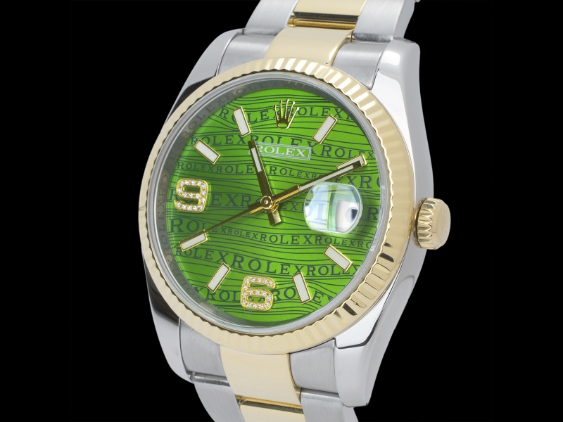 Rolex Datejust Oyster Green Wave Factory Diamonds Dial - Rolex